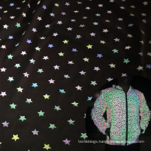 jersey knit lycra polyester 4 way stretch shiny neon star printed leggings fabric